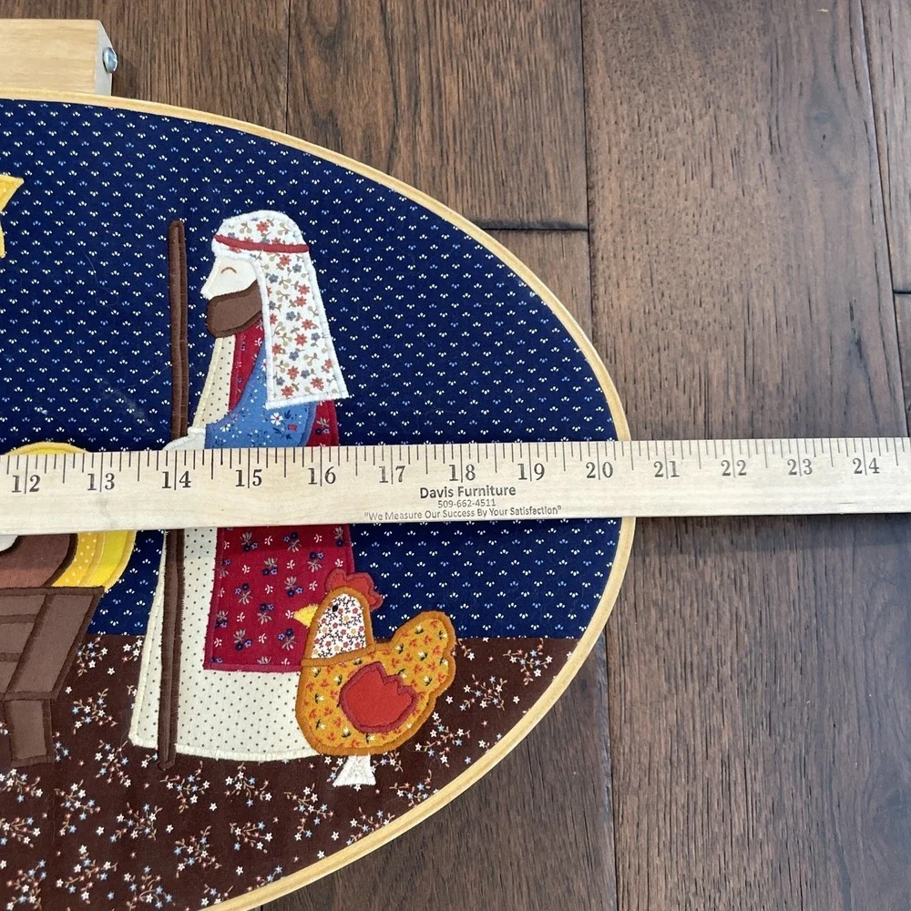 Vintage 80's Nativity Christmas Applique Quilted Wall Hanging Handmade